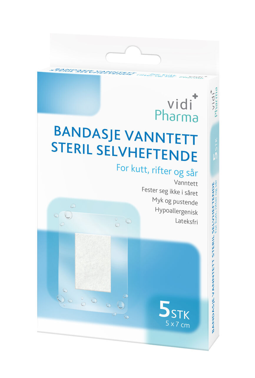 Bandasje vanntett steril selvheftende 5x7 cm 5 stk