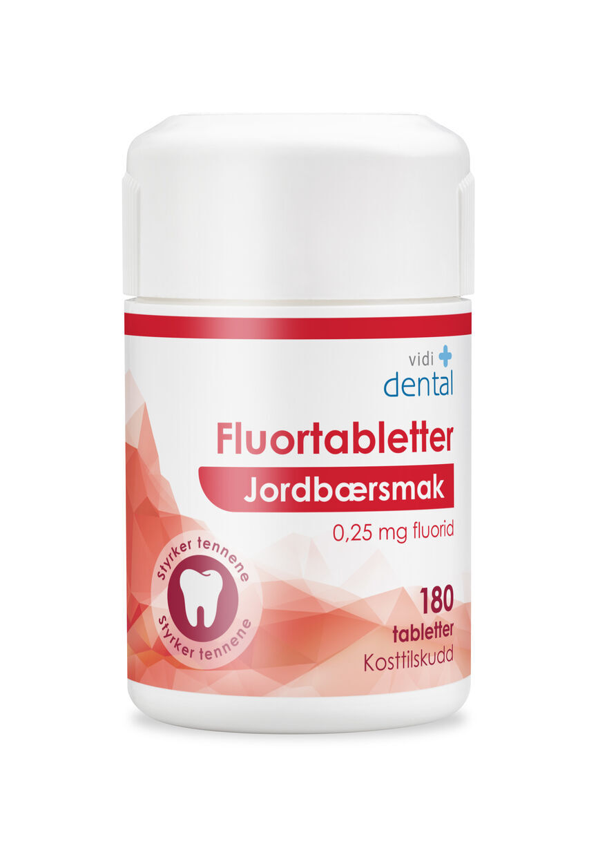 Fluortabletter 0,25 mg jordbærsmak 180 stk