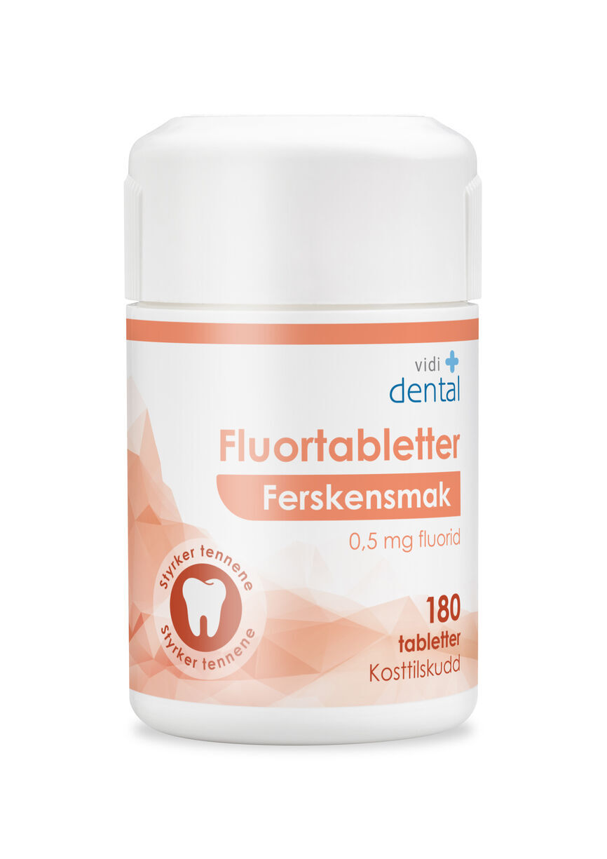 Fluortabletter 0,5 mg ferskensmak 180 stk