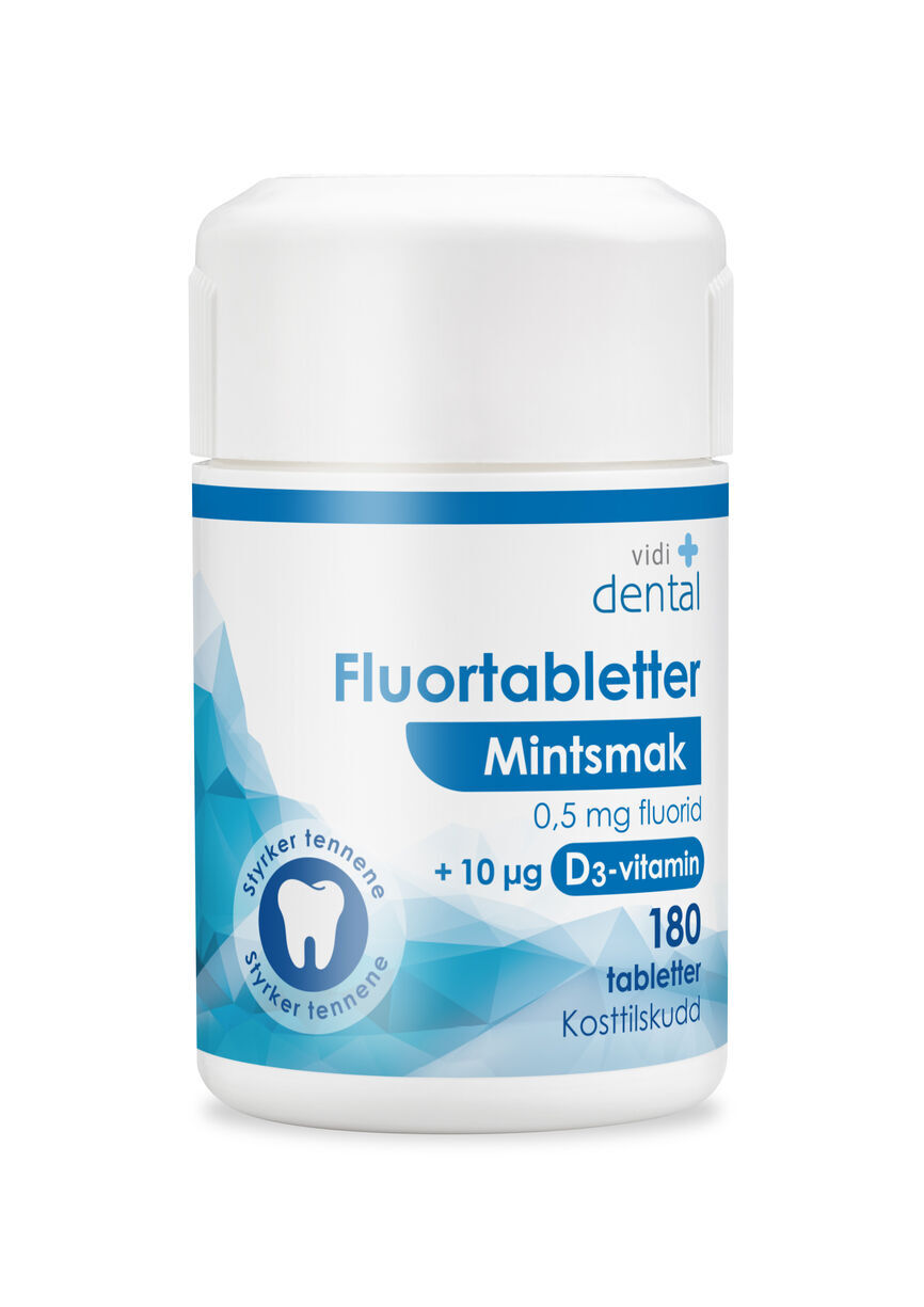 Fluortabletter 0,5mg mintsmak + D3 180 stk