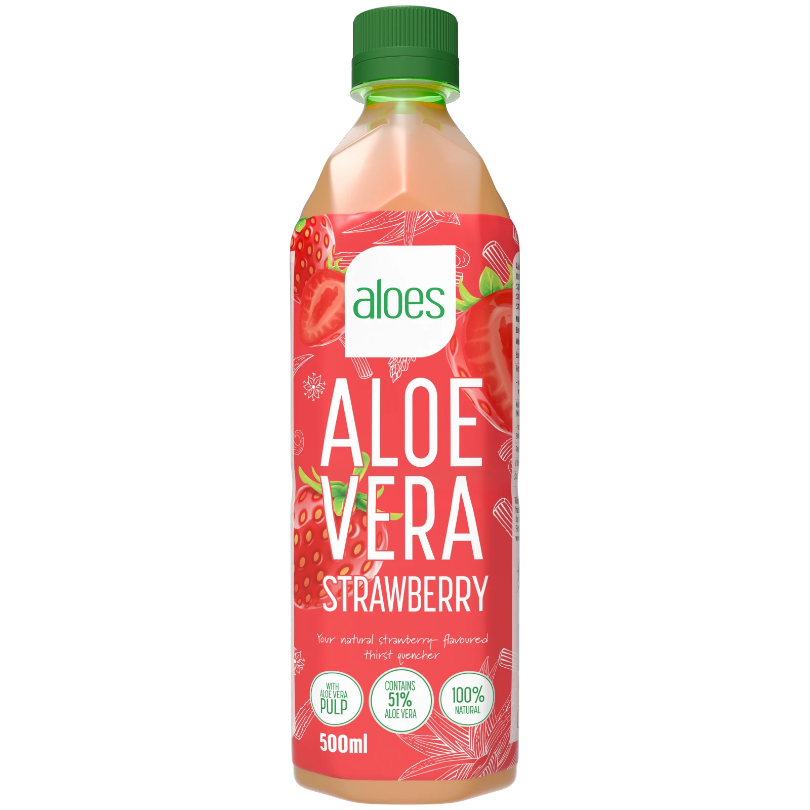 Aloe Vera Jordbær 500ml 