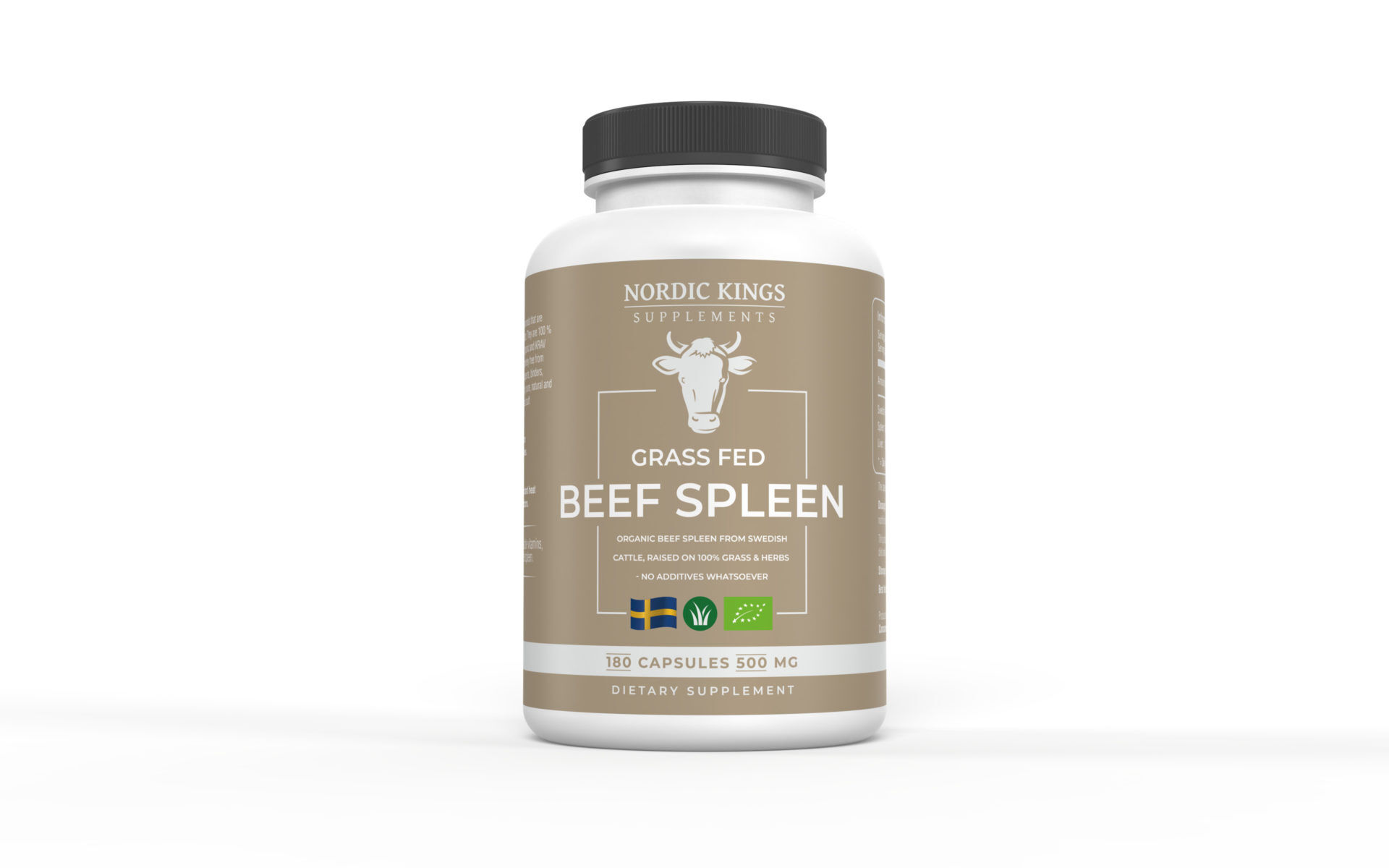 100% Gräsbetad & Ekologisk Nötmjälte 180 kapslar