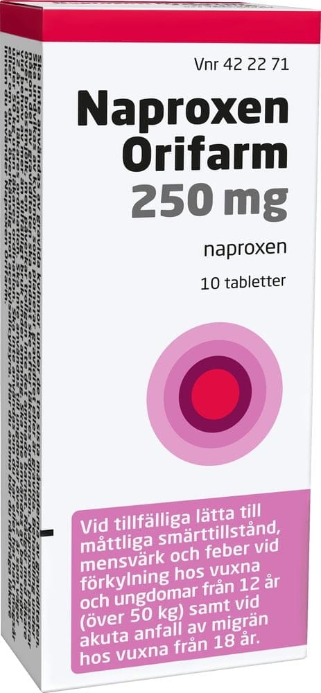 Naproxen, tablett 250 mg 10 st