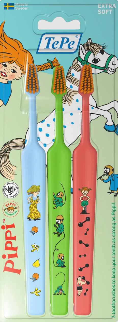 Kids Pippi Extra Soft Tandborste 3-pack