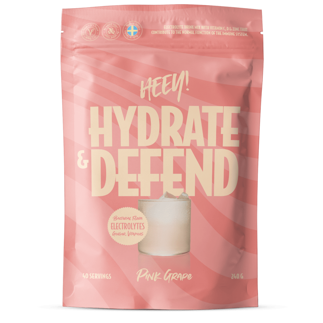 Hydrate & Defend Electrolytes + Probiotics Rosa grapefrukt 240g