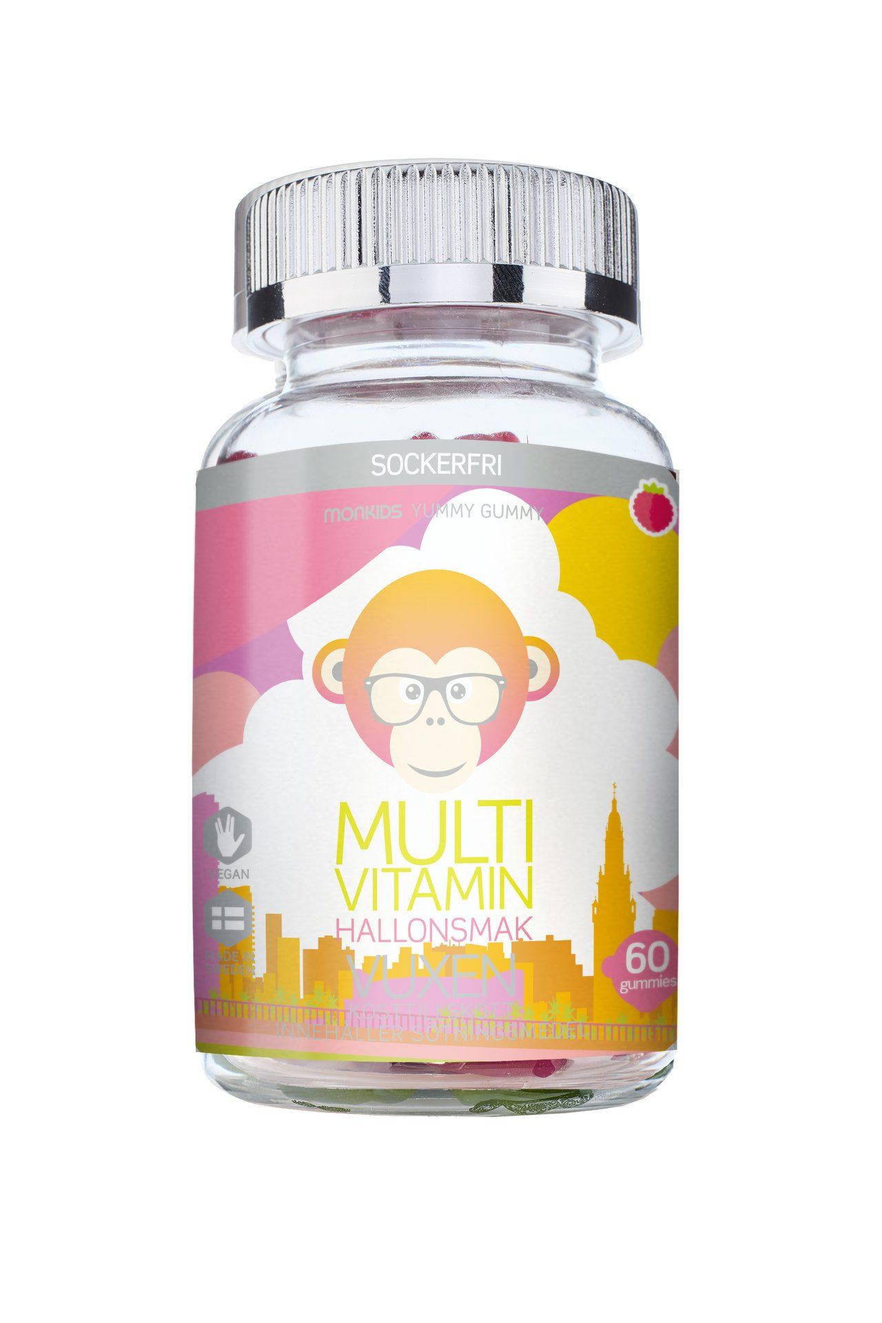 Multivitamin Sockerfri Vuxen Hallon 60 tuggtabletter