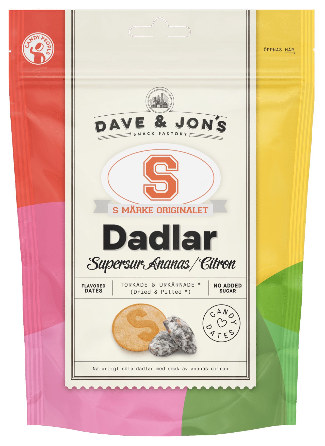 Dadlar S-märke Supersur Ananas/Citron 125 g