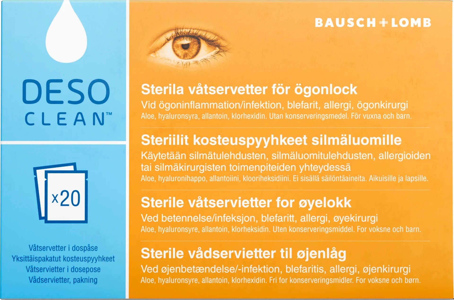 Desoclean sterila ögonservetter 20 st