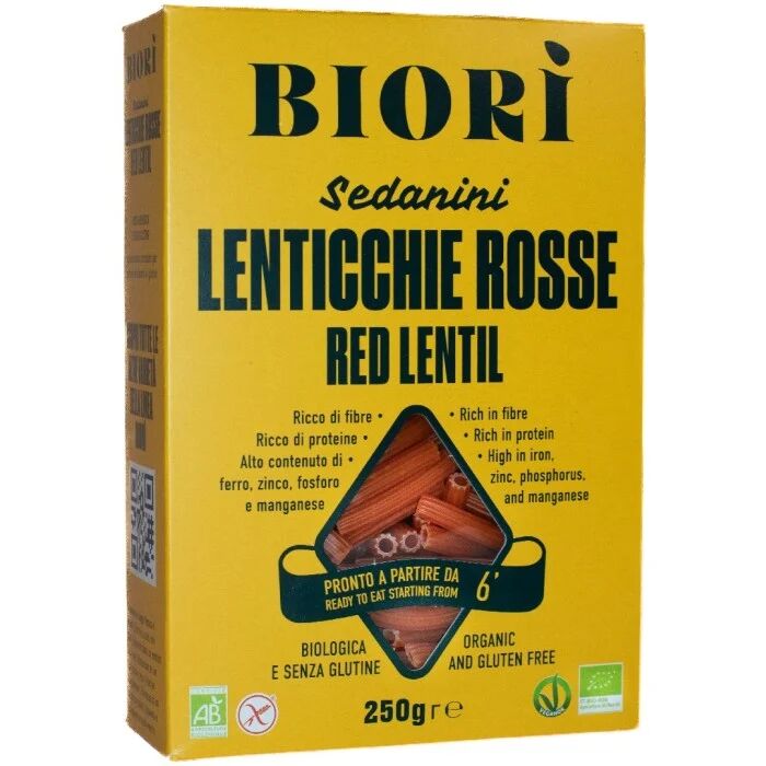 Glutenfri Pasta Röda Linser Sedanini 250 g