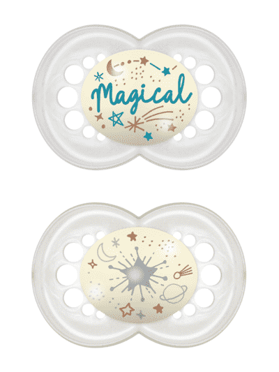 Night Napp 2-pack Silikon - 6-16 mån - MAM Neutral (Magical/Stjärnor)