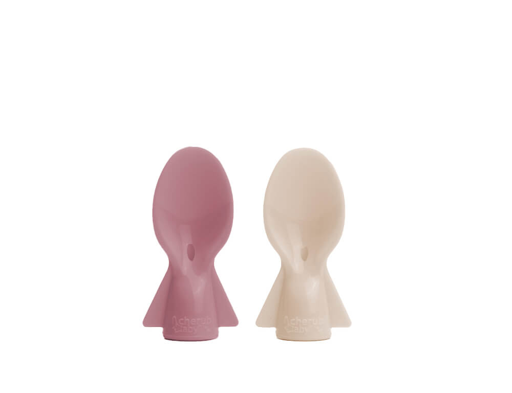 CherubBaby Skedar till matpåsar/klämmisar 2-pack Dusty Rose & Sand