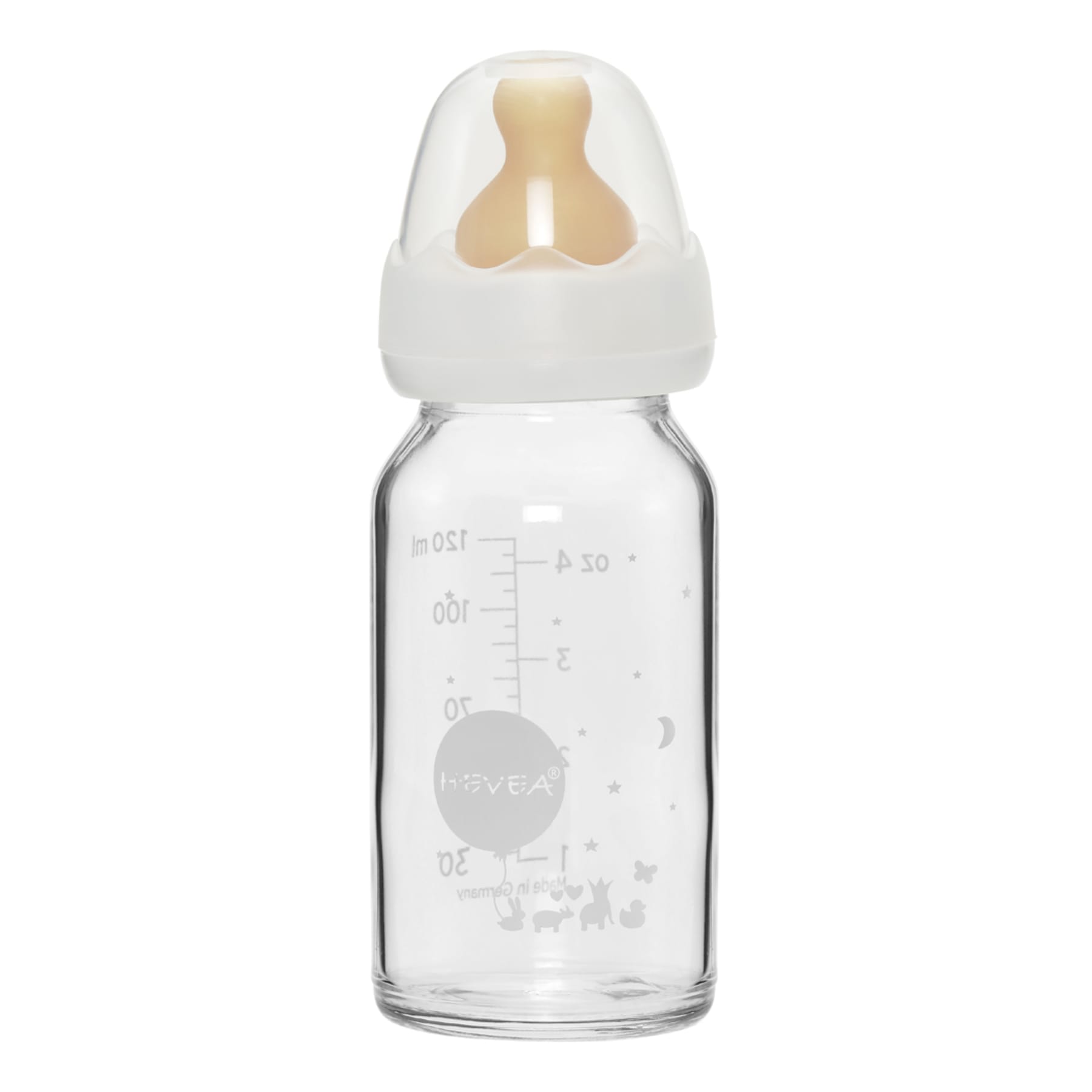 Hevea Standard Neck Baby glasflaska 120ml