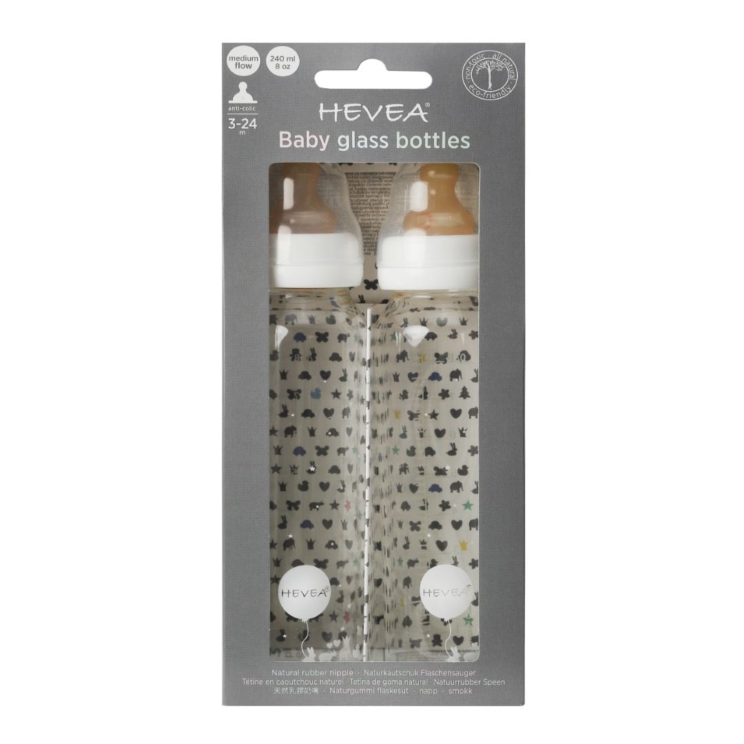 Nappflaska Glas 2-pack 240 ml - Hevea