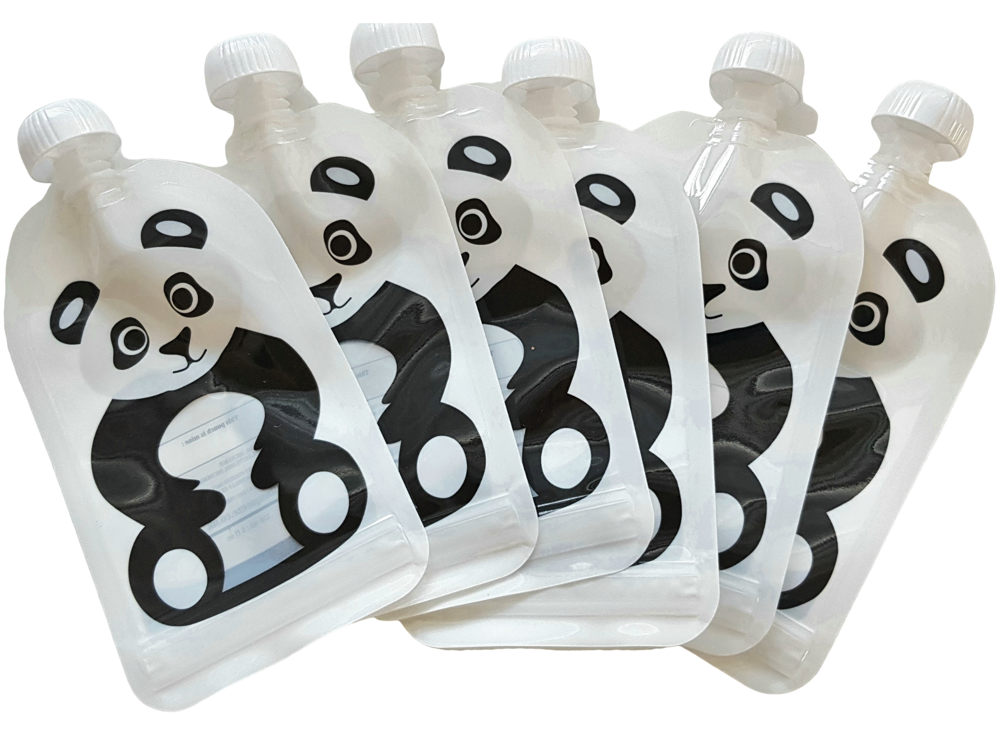 'Zipper' Panda Pouches 6-pack - Fill N Squeeze