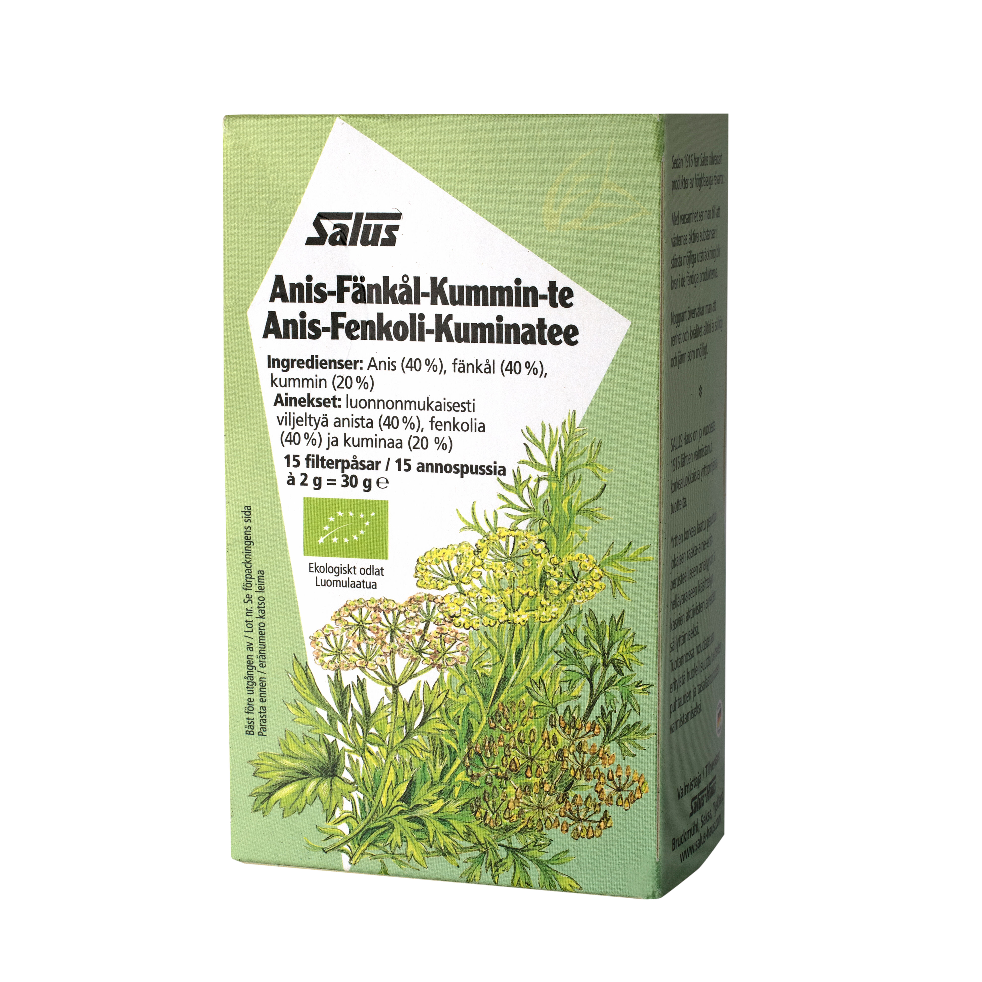 Anis-fänkål-kumminte 15 påsar EKO - Salus