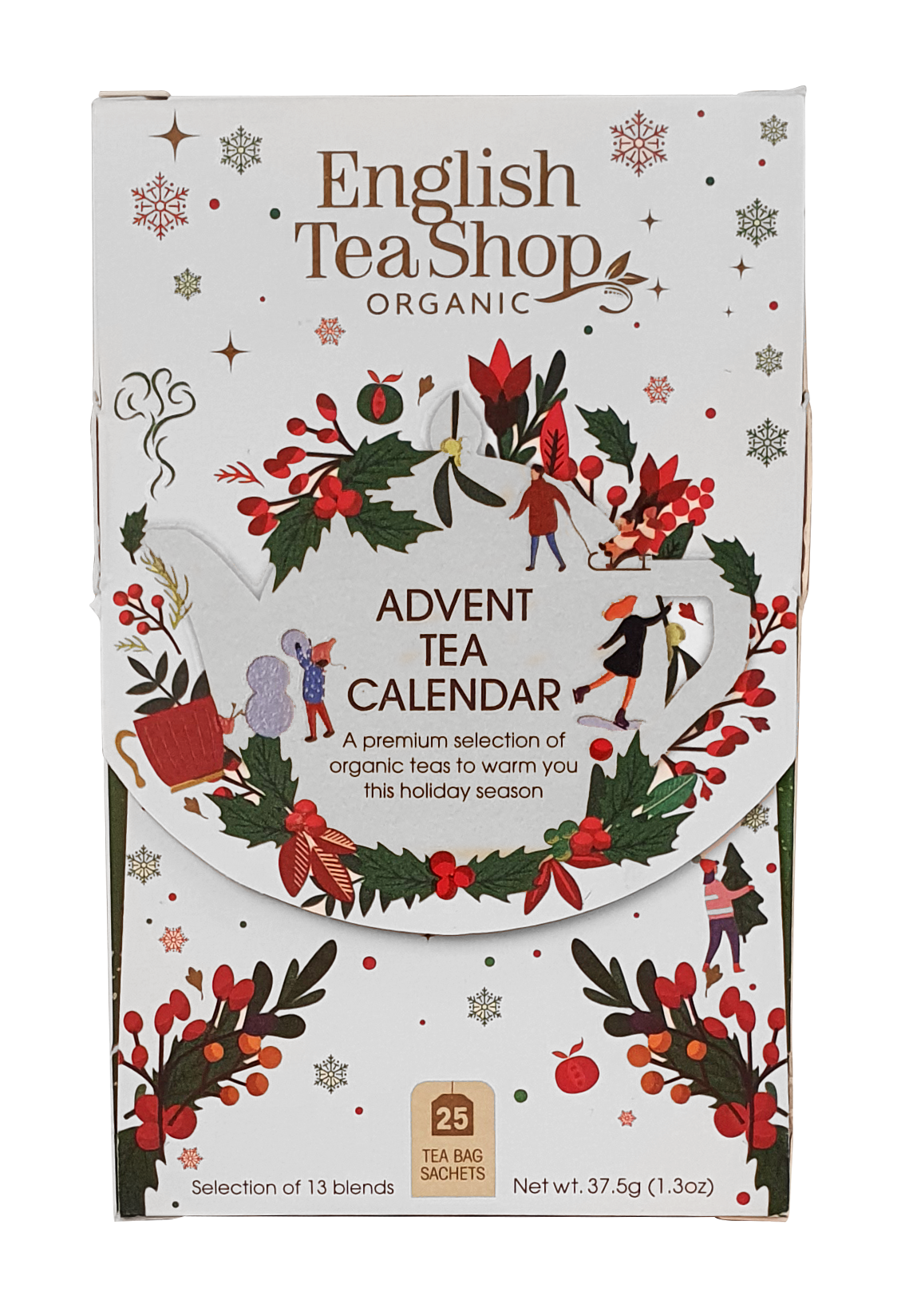 Adventskalender Ask Vit 25 tepåsar, 13 smaker English Tea Shop