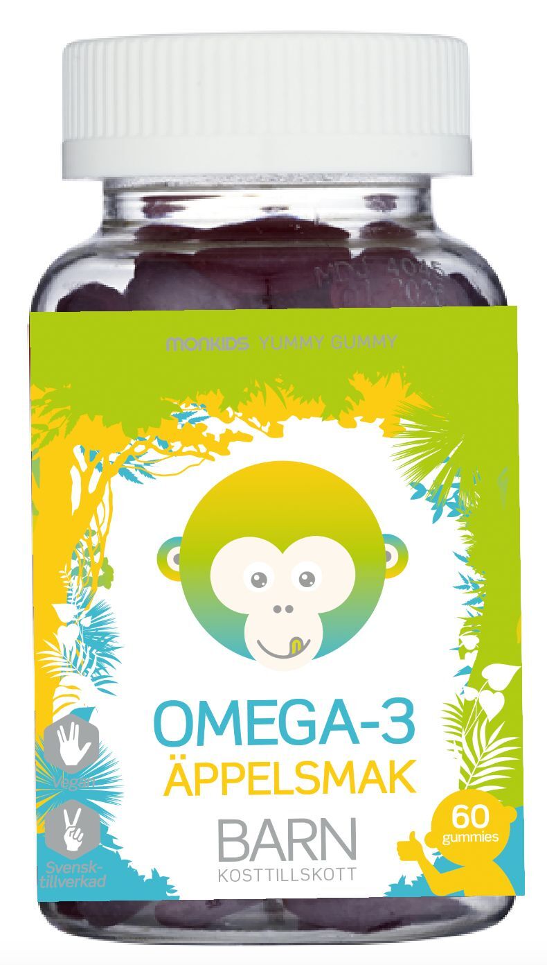 Monkids Omega-3 Barn Äpple 60 tuggisar