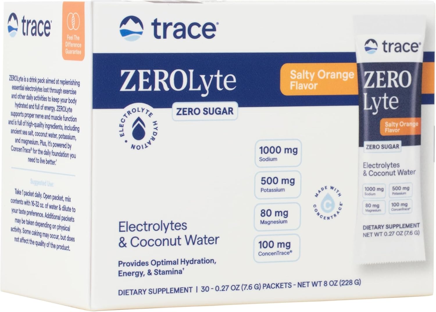 Trace Minerals ZEROLyte Electrolyte Drink Mix Salty Orange 30 st