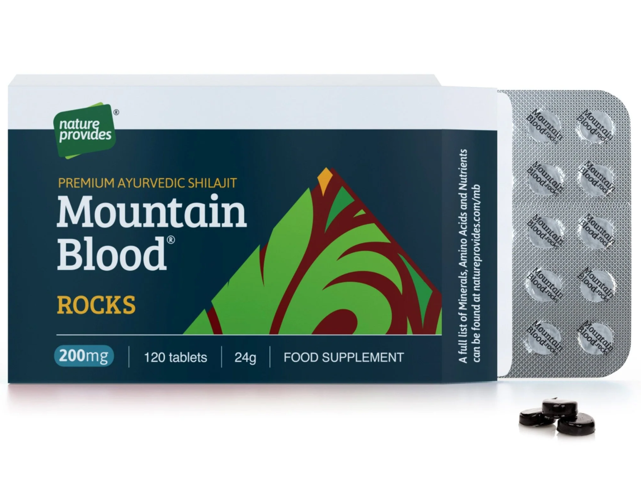 Mountain Blood® Rocks - Premium Ayurvedisk Shilajit - 120 x 200mg tabletter